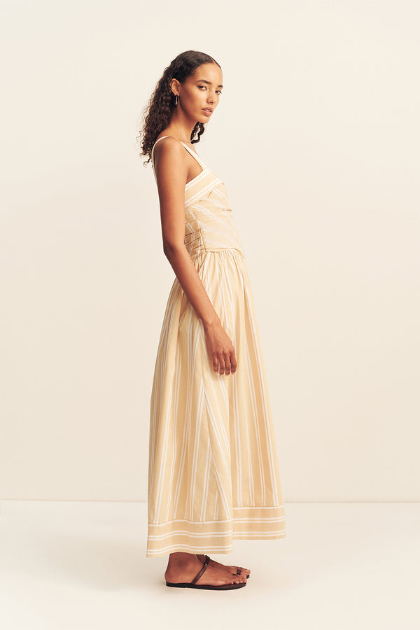 OMRI COTTON SQUARE NECK MAXI DRESS