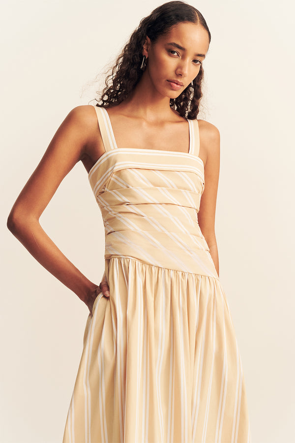 OMRI COTTON SQUARE NECK MAXI DRESS