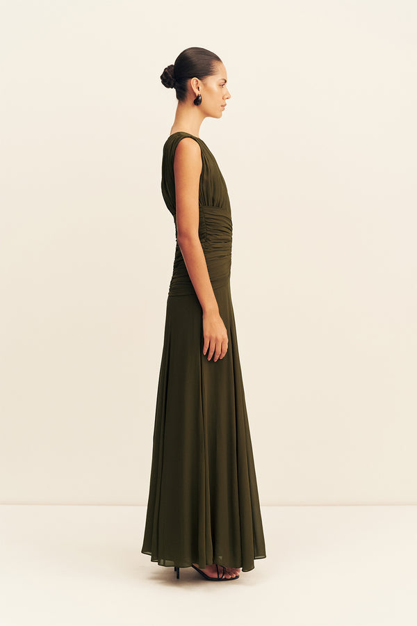 JUNO HIGH NECK MAXI DRESS - JUNGLE