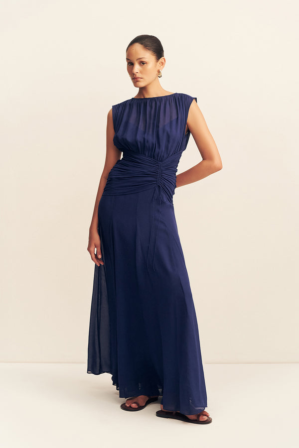 ROMY HIGH NECK MAXI DRESS - MIDNIGHT