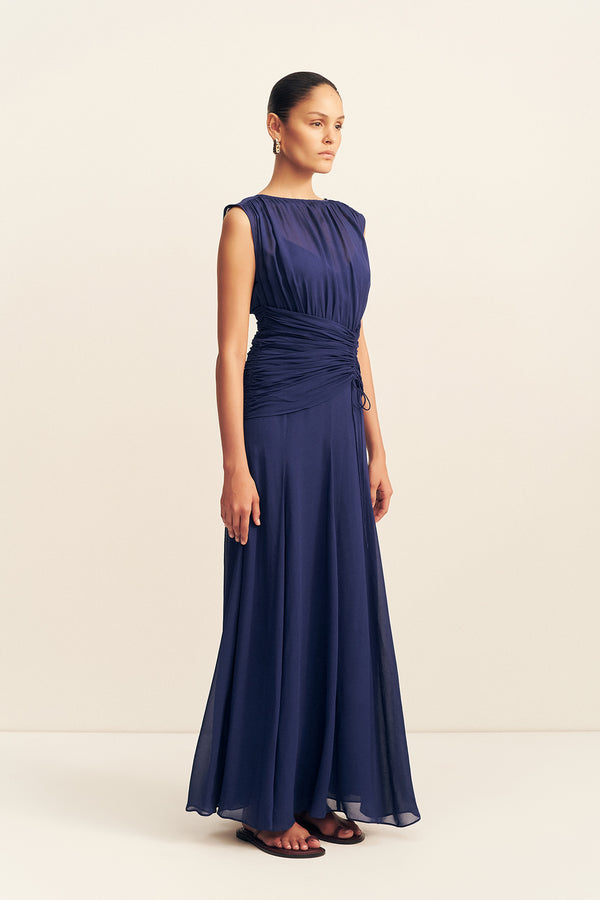 ROMY HIGH NECK MAXI DRESS - MIDNIGHT
