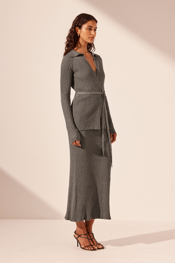 HARLEM RAGLAN WRAP TOP - ASH_A