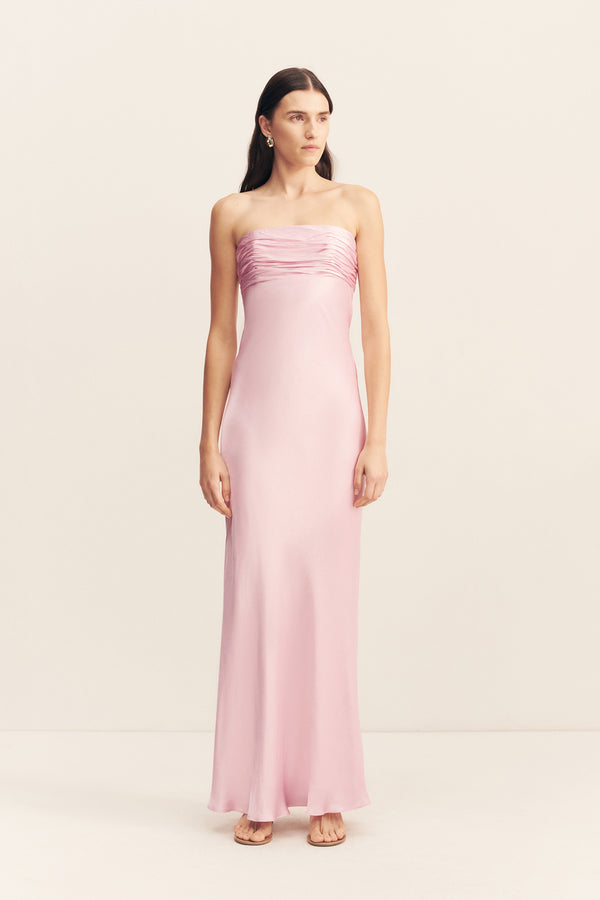 LA LUNE STRAPLESS RUCHED BODICE MAXI DRESS - BLOSSOM_F