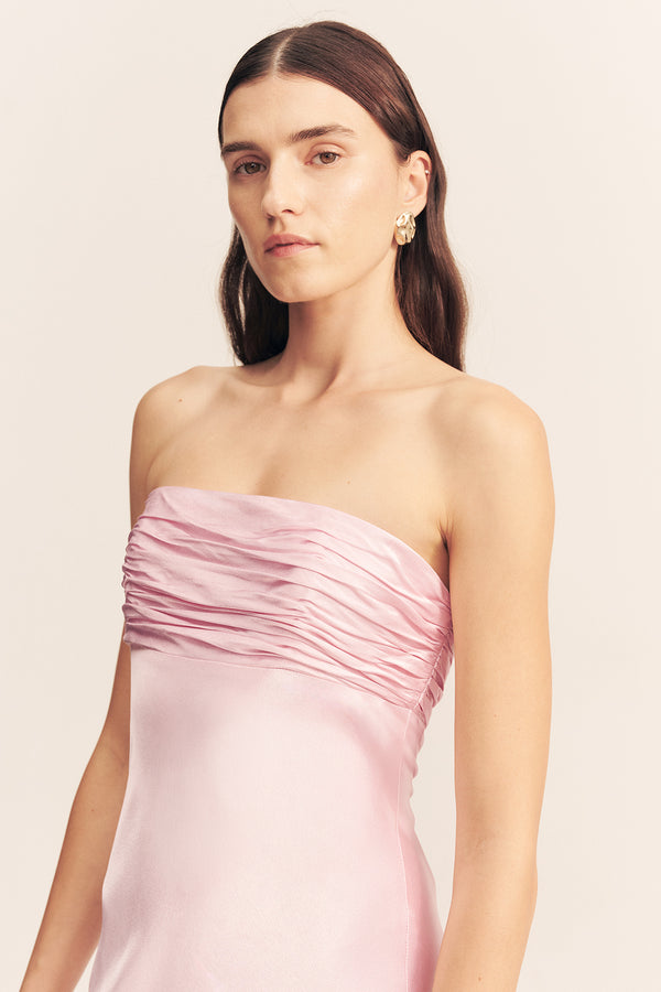 LA LUNE STRAPLESS RUCHED BODICE MAXI DRESS - BLOSSOM