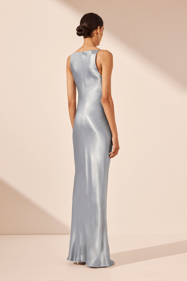 LA LUNE HIGH NECK COWL MAXI DRESS - POWDER BLUE_B