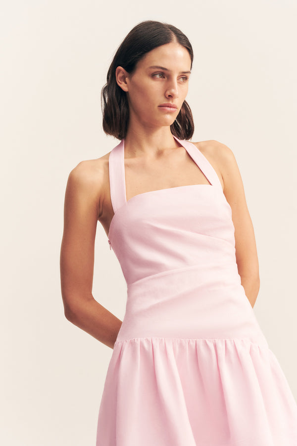 GIGI HALTER DRAPED MINI DRESS - SAKURA