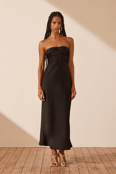 Strapless midi hot sale