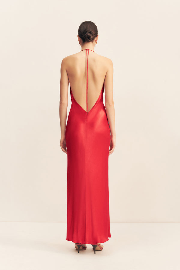 TATUM LOW COWL MAXI DRESS - GRENADINE