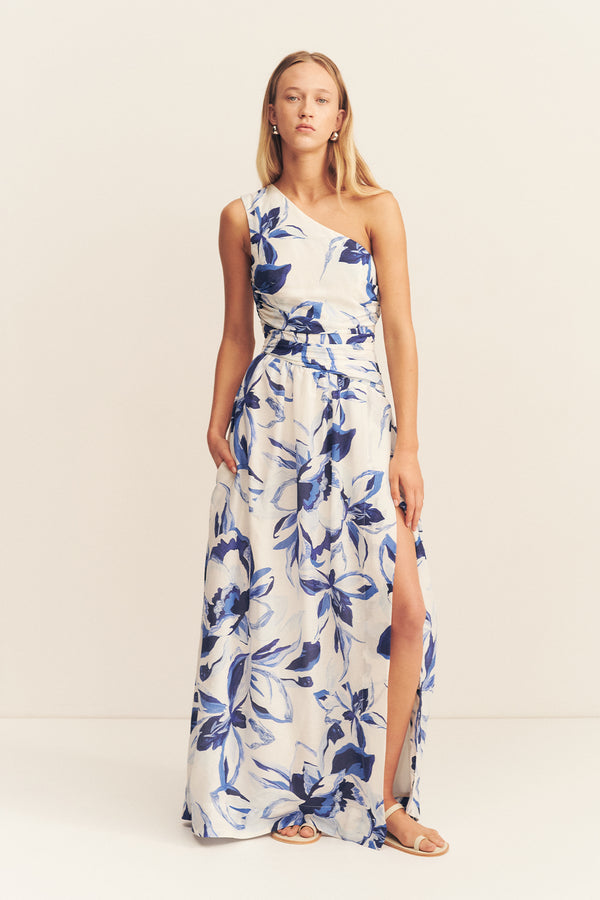 WILLA ASYMMETRICAL GATHERED MAXI DRESS_F
