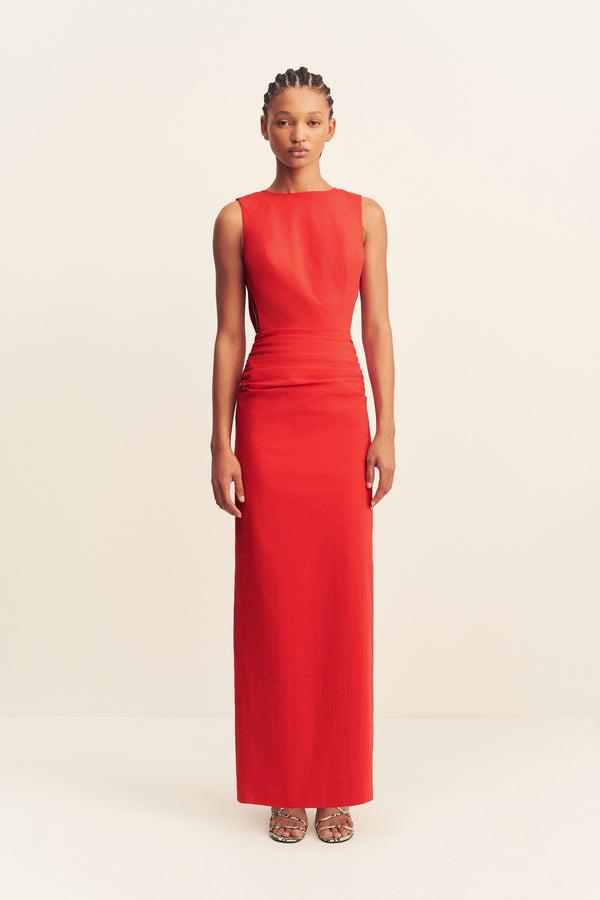CAMPBELL BOW BACKLESS MAXI DRESS - GOJI_F