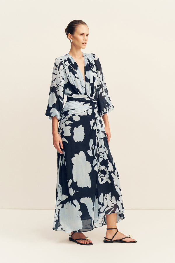 ALEYNA LONG SLEEVE RUCHED MAXI DRESS