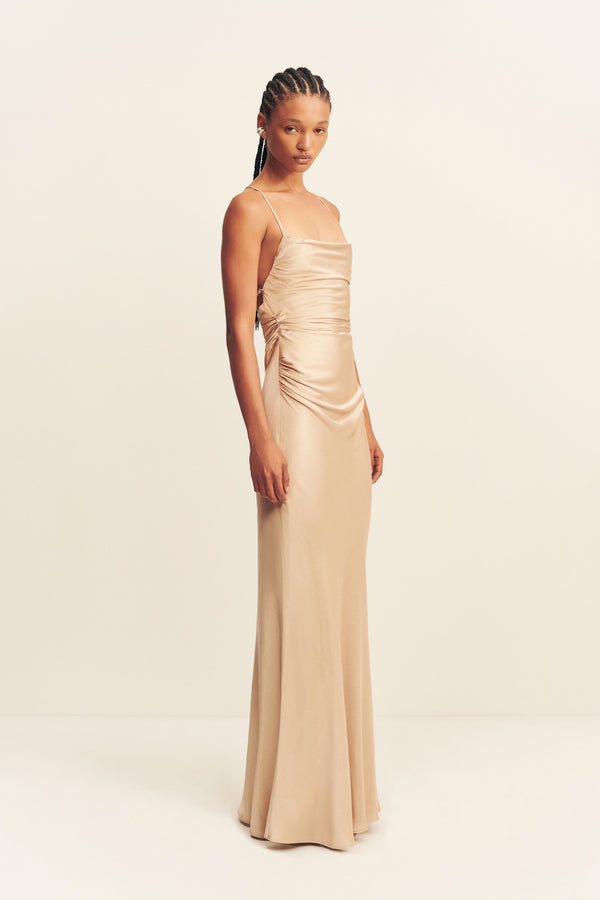 LA LUNE LACE BACK MAXI DRESS - GOLD_A