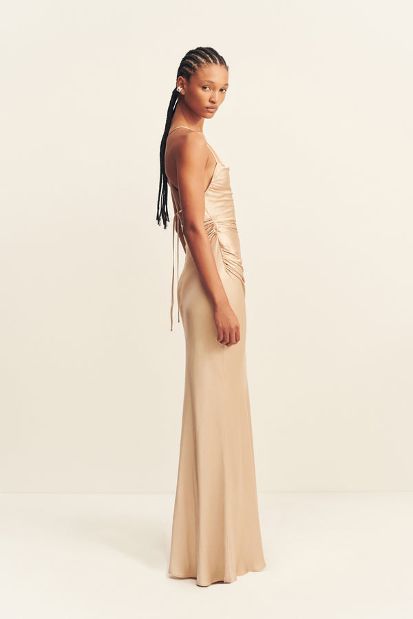 LA LUNE LACE BACK MAXI DRESS - GOLD_S