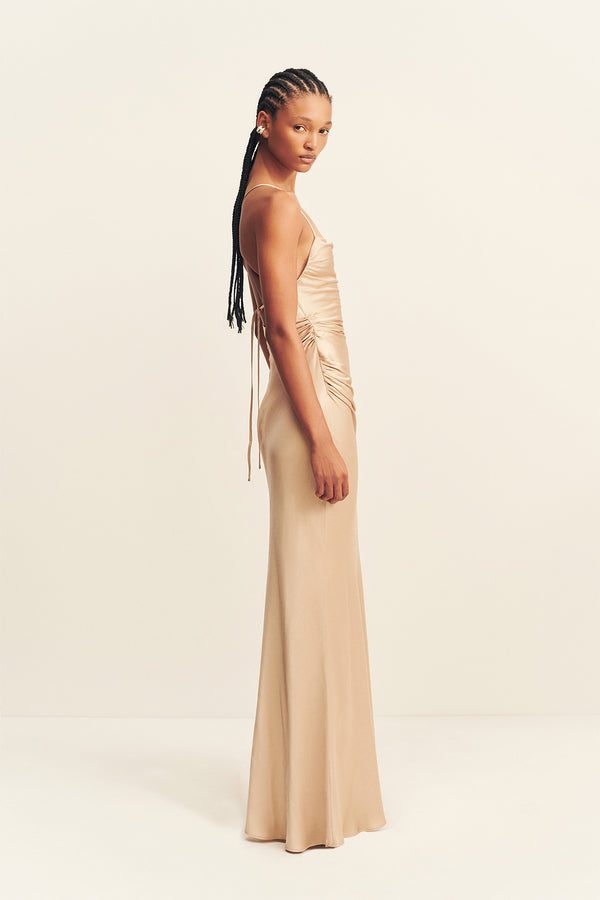 LA LUNE LACE BACK MAXI DRESS - GOLD