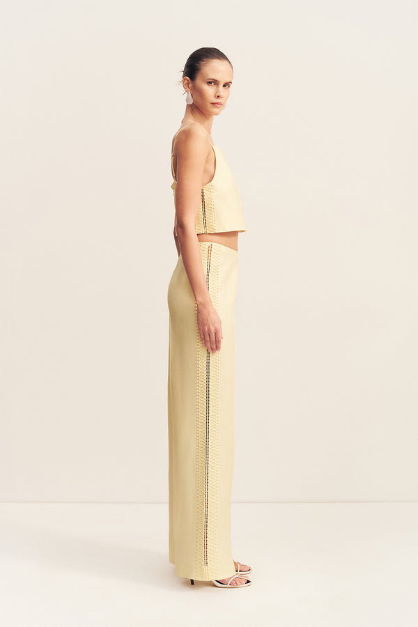 WRIGHT LACE LINEN BLEND PINTUCK PANT