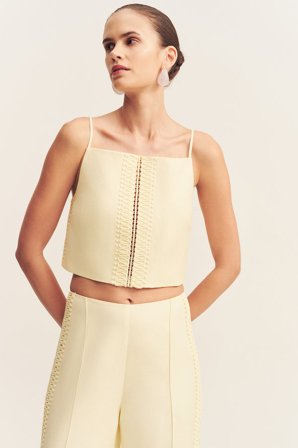 WRIGHT LACE LINEN BLEND CROPPED CAMI