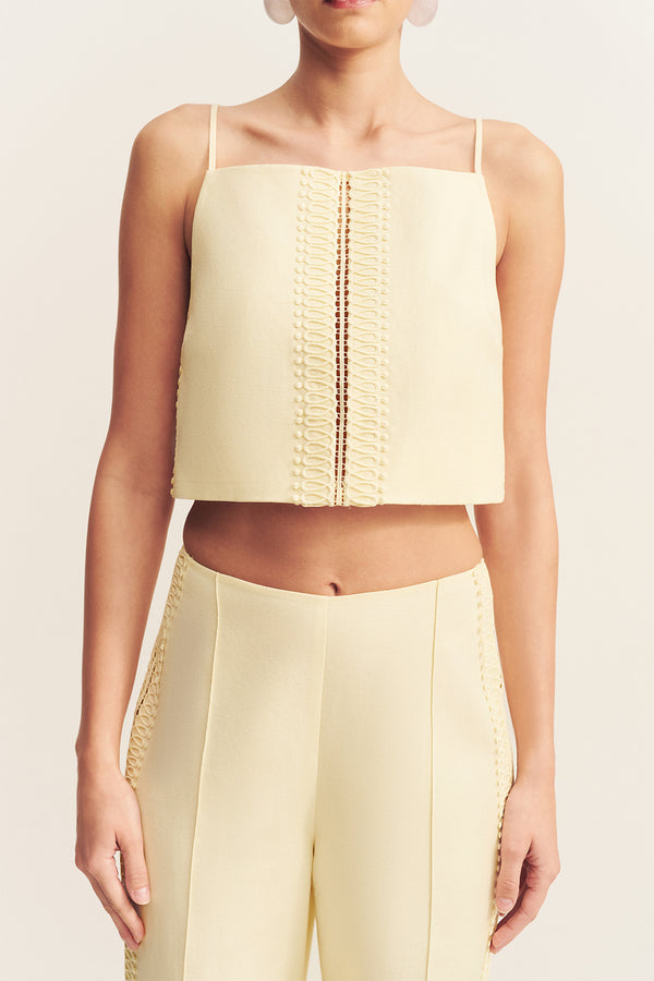 WRIGHT LACE LINEN BLEND PINTUCK PANT