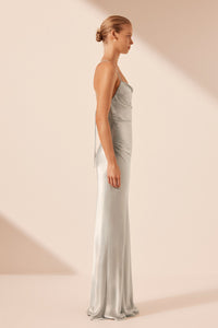 LA LUNE LACE BACK MAXI DRESS - SILVER