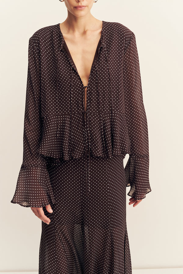MADDOX LONG SLEEVE RUFFLE TOP