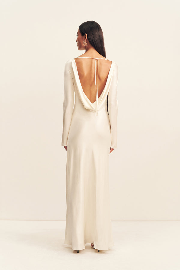 La Lune Cumulus Silk Backless Lace Split Maxi Dress | Ivory | Dresses | Shona Joy La Lune Cumulus Silk Backless Lace Split Maxi Dress | Ivory | Dresses | Shona Joy