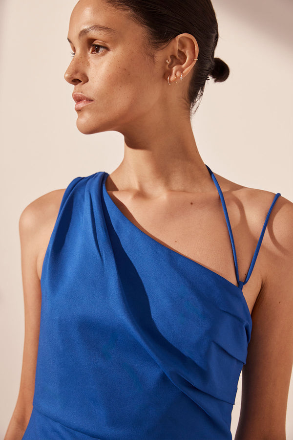 LANI ASYMMETRICAL GATHERED MAXI DRESS - AZURE_D