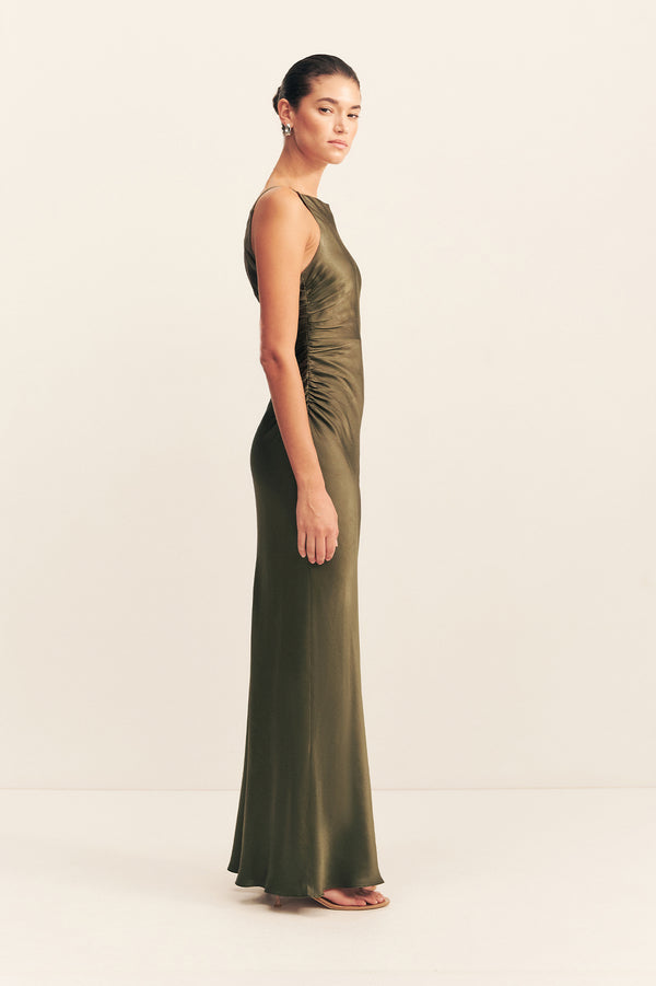 forest green ruched dress Bambi Ruched Mini Dress Forest Green L