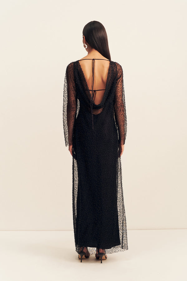 beaded cowl back dress Backless Long Beaded Formal Dress with V-Neck Royal Blue / 8