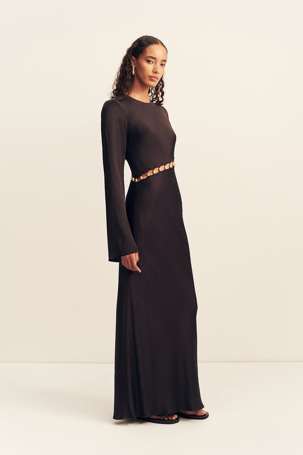 WINSLOW ASYMMETRIC MAXI DRESS WITH BEADS - BLACK