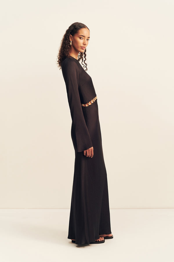 WINSLOW ASYMMETRIC MAXI DRESS WITH BEADS - BLACK