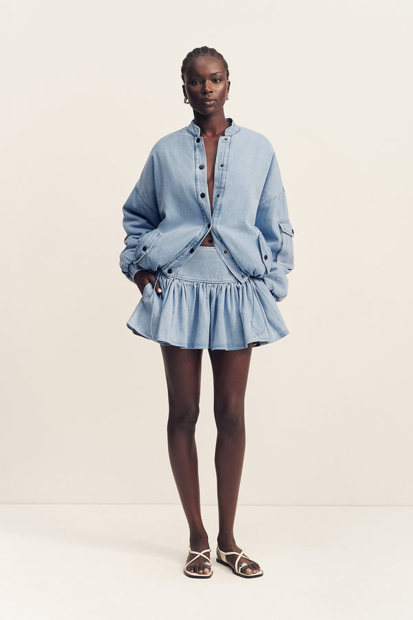 ELLSWORTH GATHERED MINI SKIRT_F