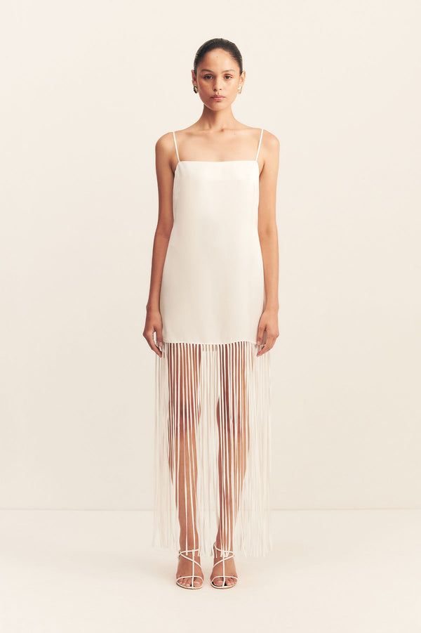 MORAYA SQUARE NECK FRINGE MAXI DRESS - IVORY_F