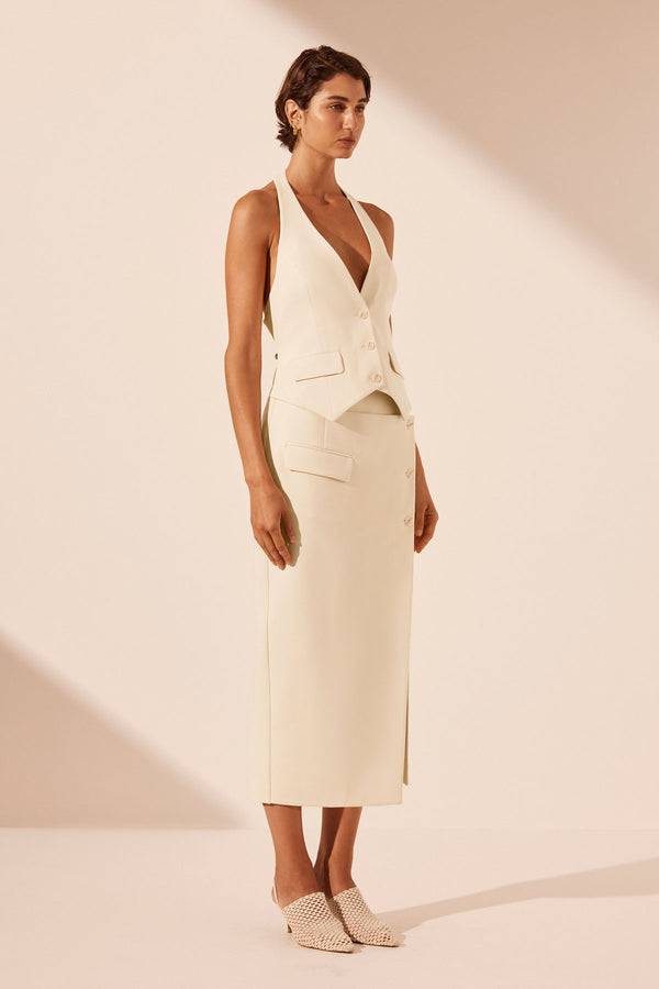 IRENA TAILORED OPEN BACK VEST - RICE_A