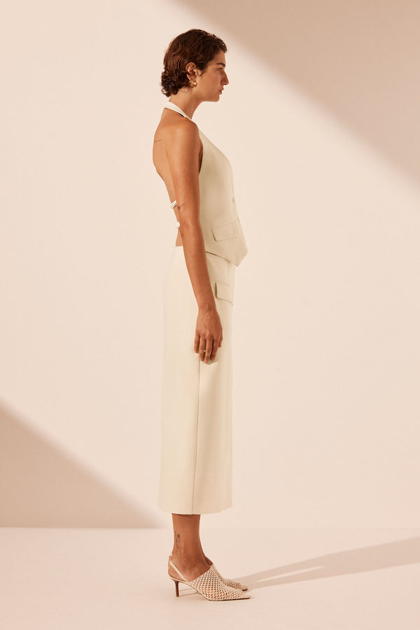 IRENA TAILORED OPEN BACK VEST - RICE_S
