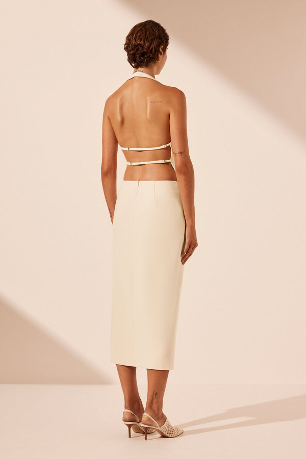 IRENA TAILORED OPEN BACK VEST - RICE_B