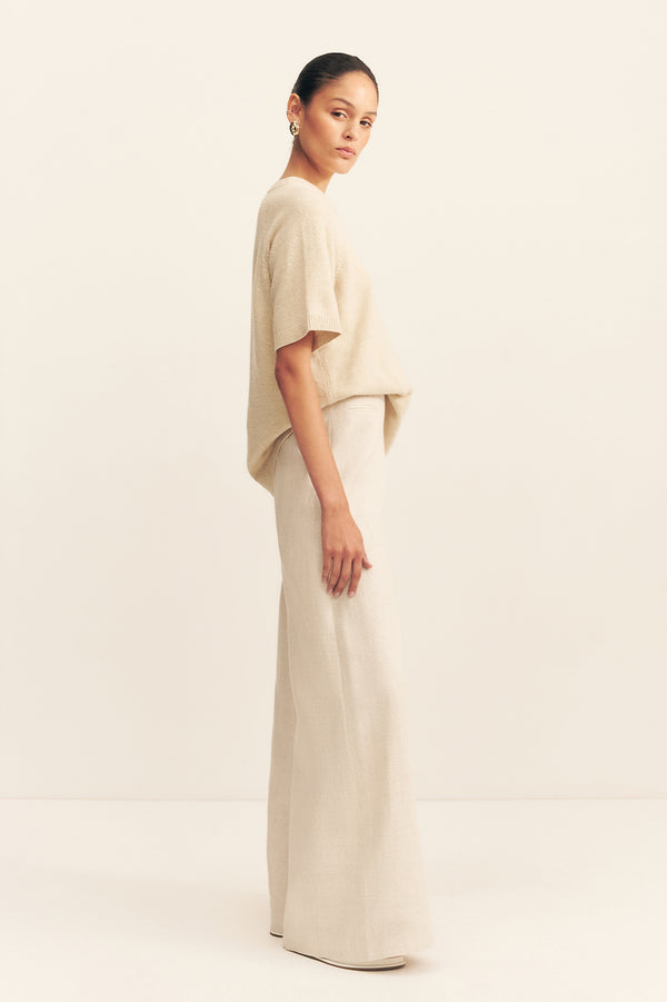 ELLIOT HIGH WAISTED WIDE LEG PANT - PARCHMENT
