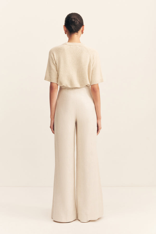 ELLIOT HIGH WAISTED WIDE LEG PANT - PARCHMENT