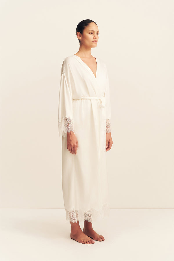 LUSTRE LACE MAXI ROBE - IVORY
