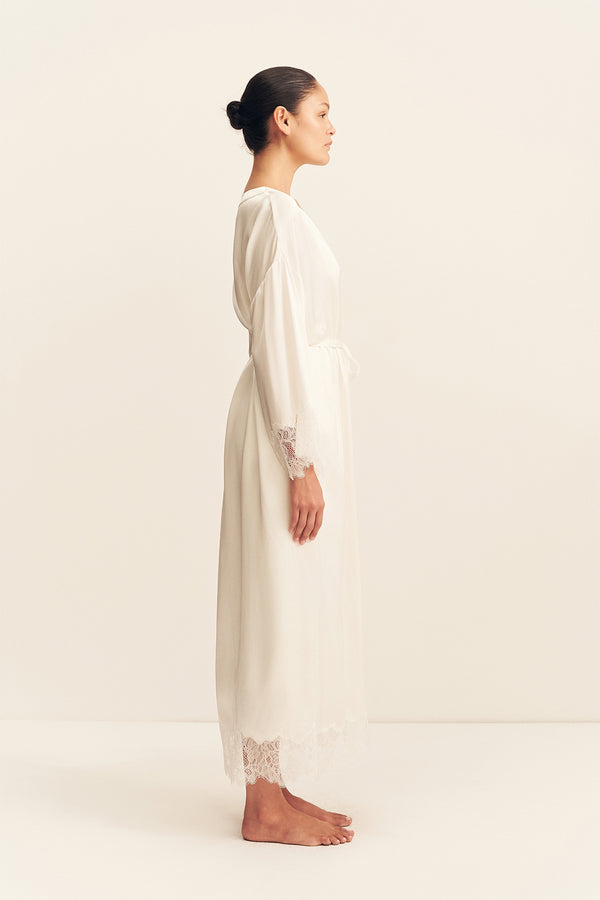 LUSTRE LACE MAXI ROBE - IVORY