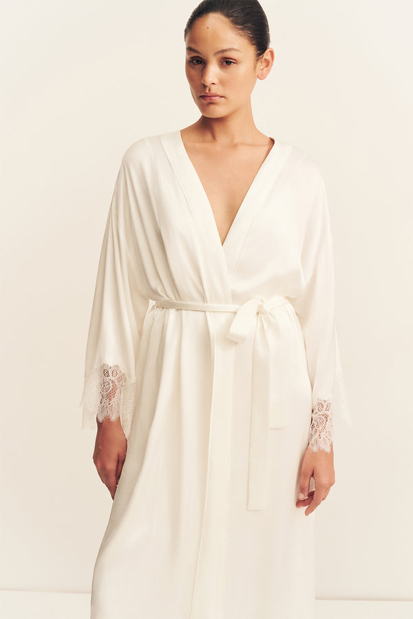 LUSTRE LACE MAXI ROBE - IVORY