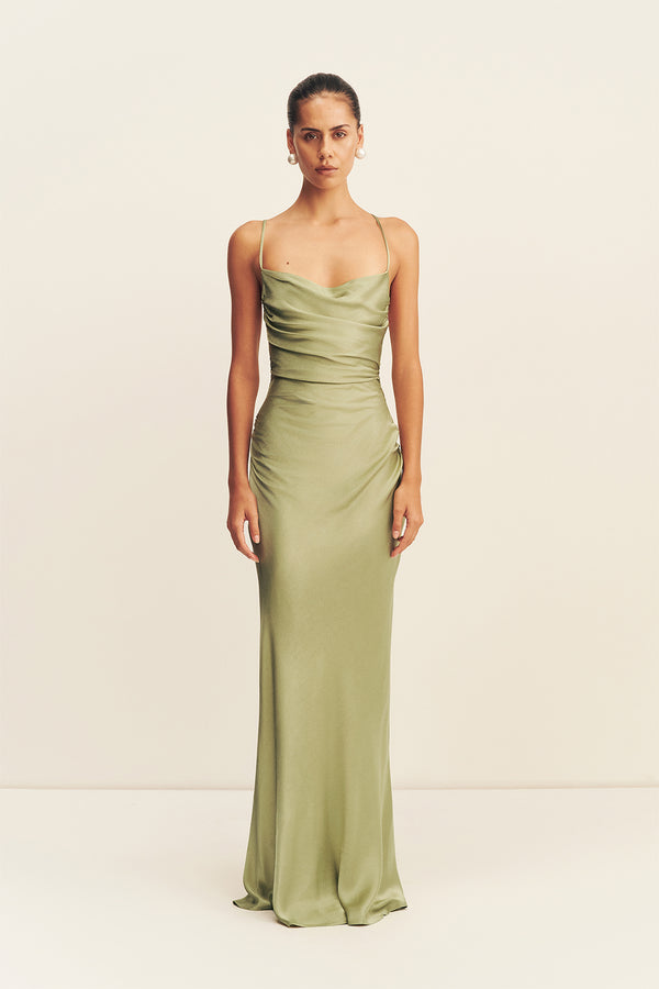 LA LUNE LACE BACK MAXI DRESS - FERN