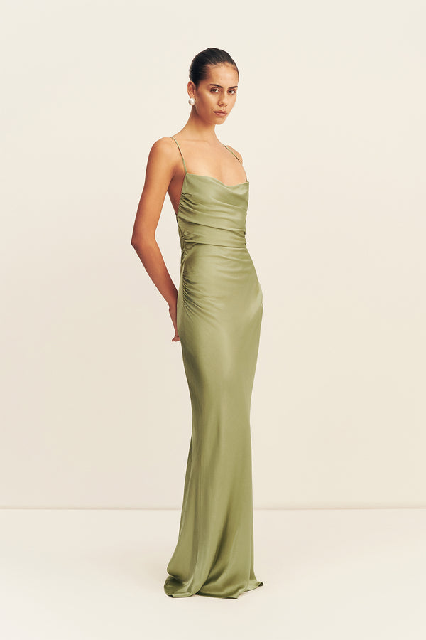 LA LUNE LACE BACK MAXI DRESS - FERN