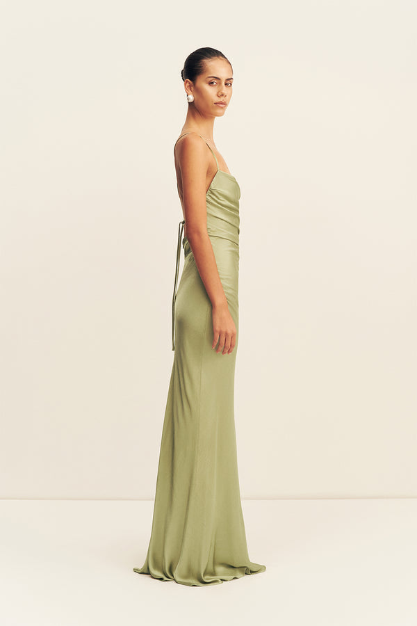 LA LUNE LACE BACK MAXI DRESS - FERN