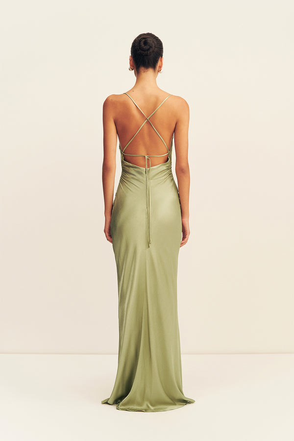 LA LUNE LACE BACK MAXI DRESS - FERN