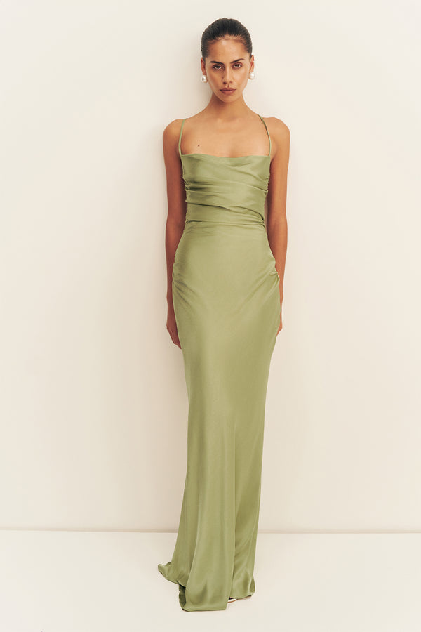 LA LUNE LACE BACK MAXI DRESS - FERN