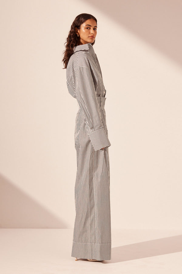 JAYDE HIGH WAISTED RELAXED PANT - DARK NAVY/IVORY_S