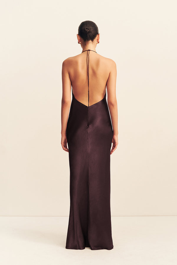LA LUNE LOW COWL MAXI DRESS - ESPRESSO