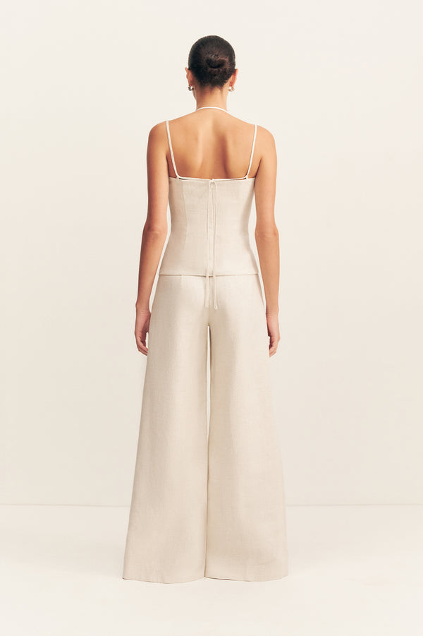 ELLIOT DOUBLE STRAP DRAPED TOP - PARCHMENT