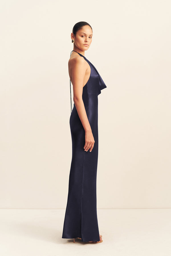 LA LUNE LOW COWL MAXI DRESS - MIDNIGHT