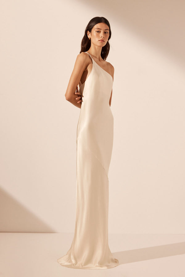 LA LUNE ONE SHOULDER COWL BACK MAXI DRESS - CREAM_A