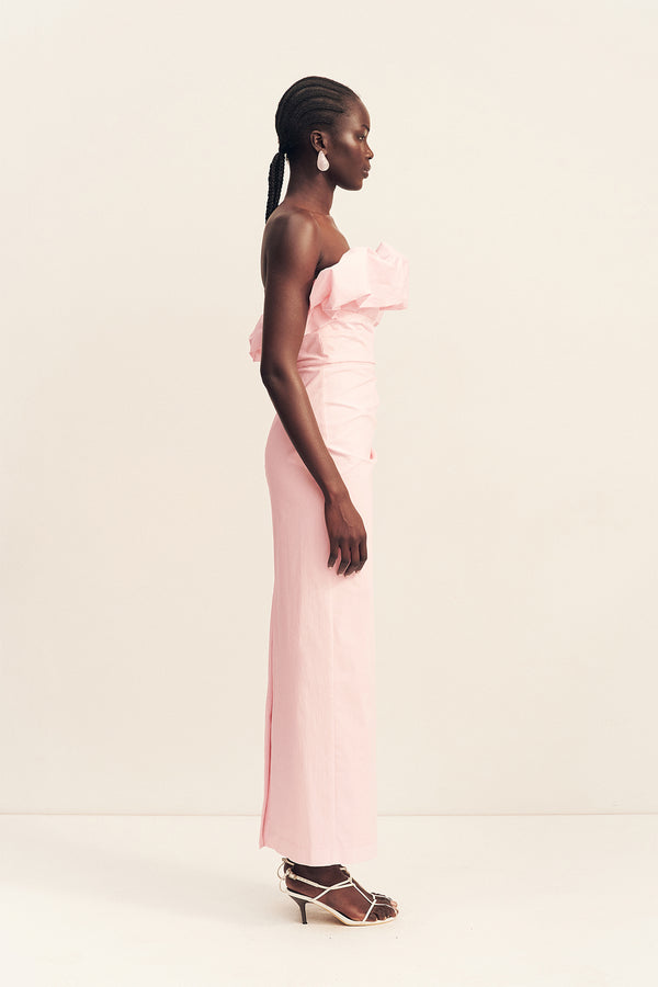 CAMPBELL STRAPLESS BUBBLE MAXI DRESS - BALLERINA